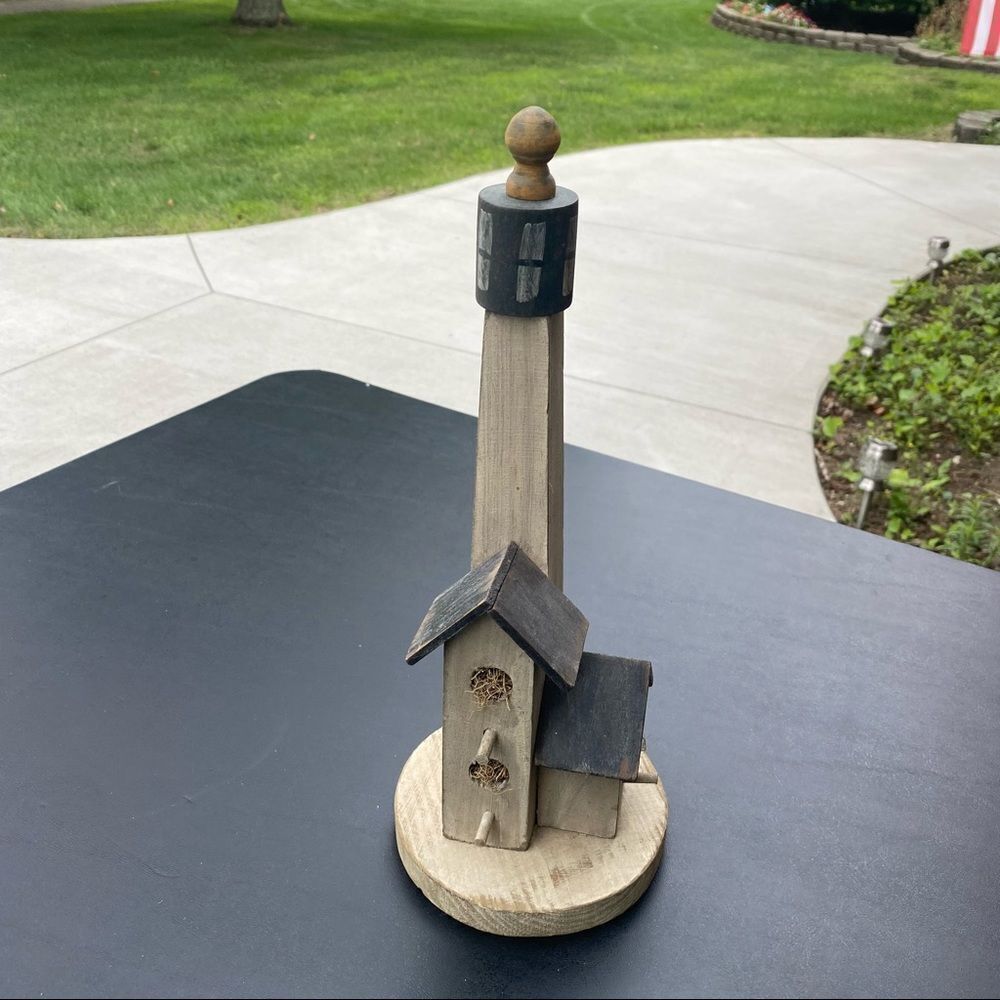 Lighthouse Decor Figurine Faux Birdhouse Knickknack